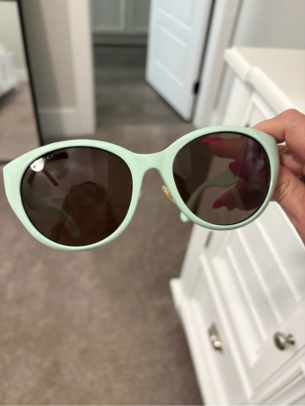 Gucci Mint Green Cat-Eye Sunglasses with Brown Lenses